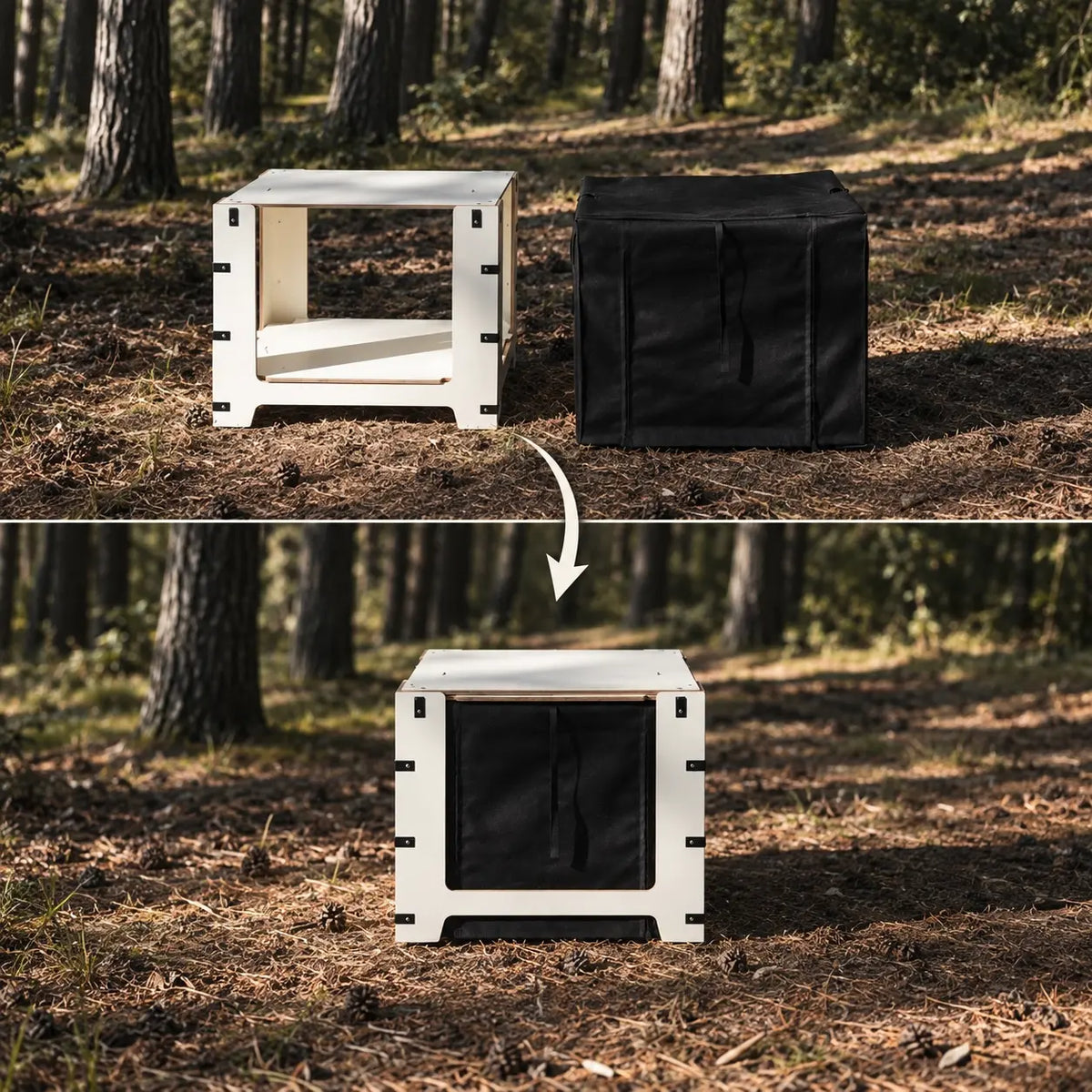 Přídavný stolek pro Camping Box Mini s obalem 2v1 – nasazení a použití